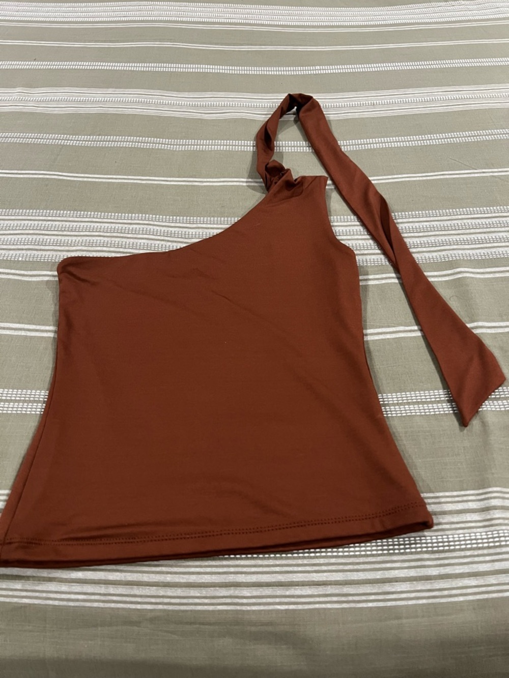 One-Shoulder Rust Brown Tank Top
